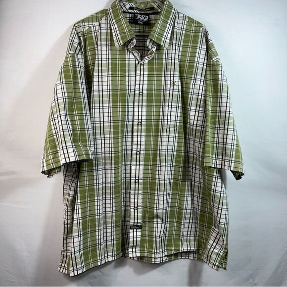 Southpole Men's Button Up Green Plaid Relaxed Fit Shirt 0627 - Picture 1 of 10